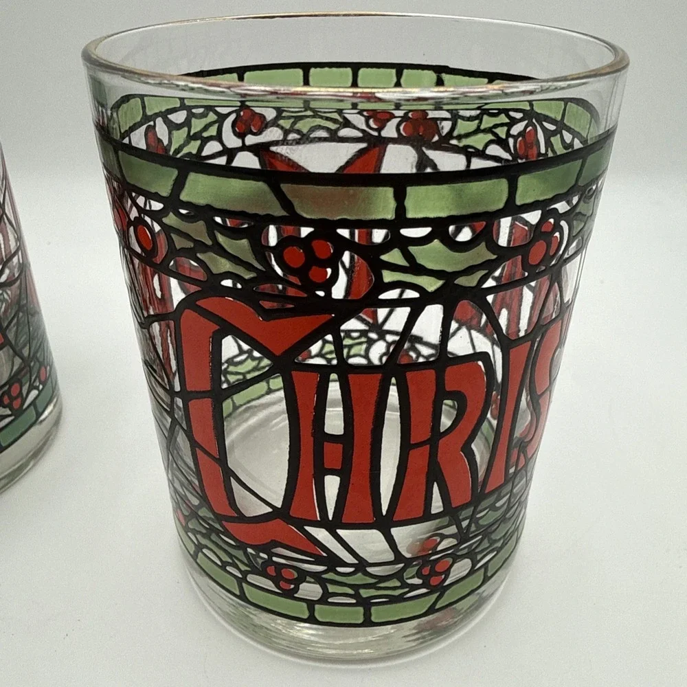 Set Of 2 MERRY CHRISTMAS Double Old Fashioned Rocks Glasses 4